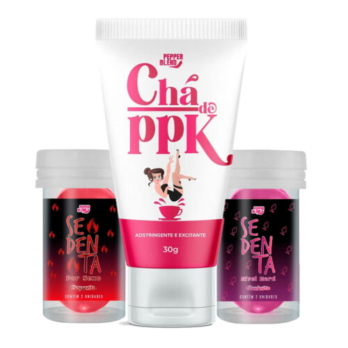 Kit Erótico com Chá de PPK, Pepper Ball Sedenta Por Sexo e Pepper Ball Nível Hard
