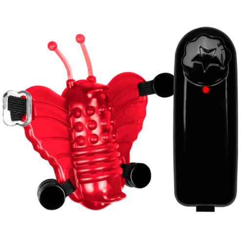 PBE106M-Vermelho_1 Micro Butterfly Massageador e Estimulador de Clitóris com Vibro Pau Brasil