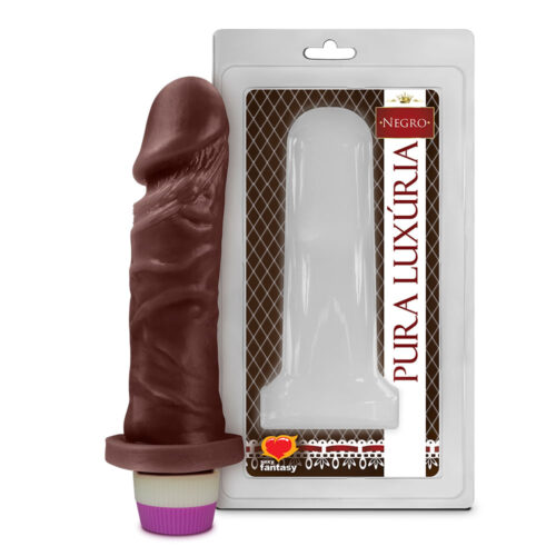 PCN008-Chocolate_1 Prótese Pura Luxúria com Vibro 15,3x4 cm Sexy Fantasy