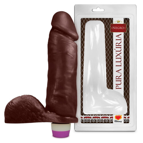 PCN031-Chocolate_1 Prótese Pura Luxúria Realístico com Escroto e Vibro 20,5 x 4,7cm Sexy Fantasy