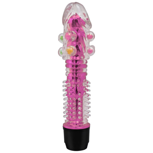 PE011C-Rosa_1 Vibrador Multivelocidade com Capa Texturizada e Pérolas Massageadoras Vip Mix