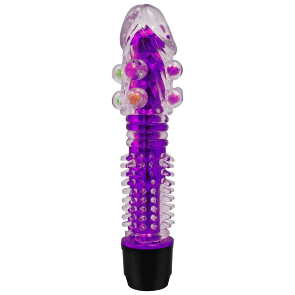 PE011C-Roxo_1 Vibrador Multivelocidade com Capa Texturizada e Pérolas Massageadoras Vip Mix