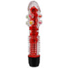 PE011C-Vermelho_1 Vibrador Multivelocidade com Capa Texturizada e Pérolas Massageadoras Vip Mix