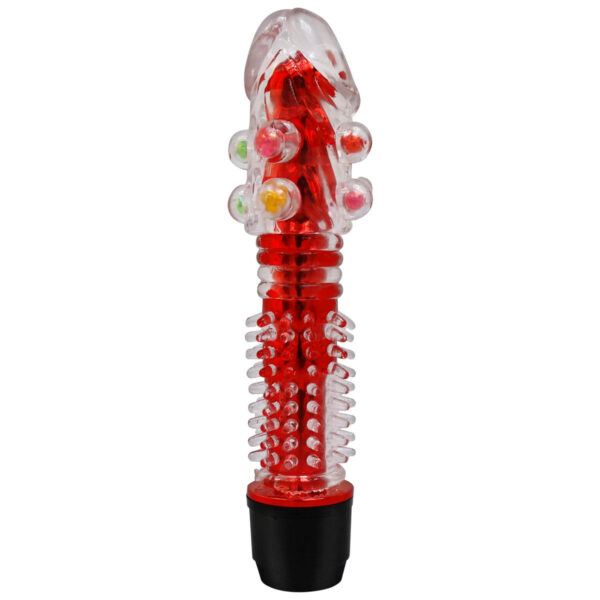 PE011C-Vermelho_1 Vibrador Multivelocidade com Capa Texturizada e Pérolas Massageadoras Vip Mix