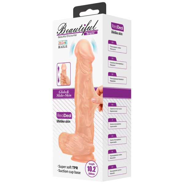PE013D-Bege_7 Beautiful Buraq Prótese Realística com Vibrador Multivelocidade 24 x 4,6 cm Vip Mix