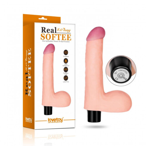 PE031-Bege_1 Lovetoy Real Softee Prótese Realística com 10 Modos de Vibrações 20,3 x 4 cm Vip Mix