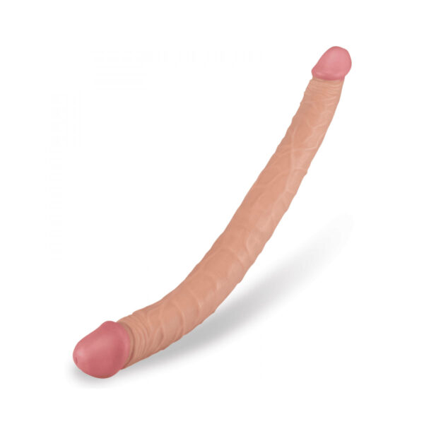 PE061-Bege_1 Double Dildo Prótese Dupla com Veia Salientes 36x4,5cm Vip Mix