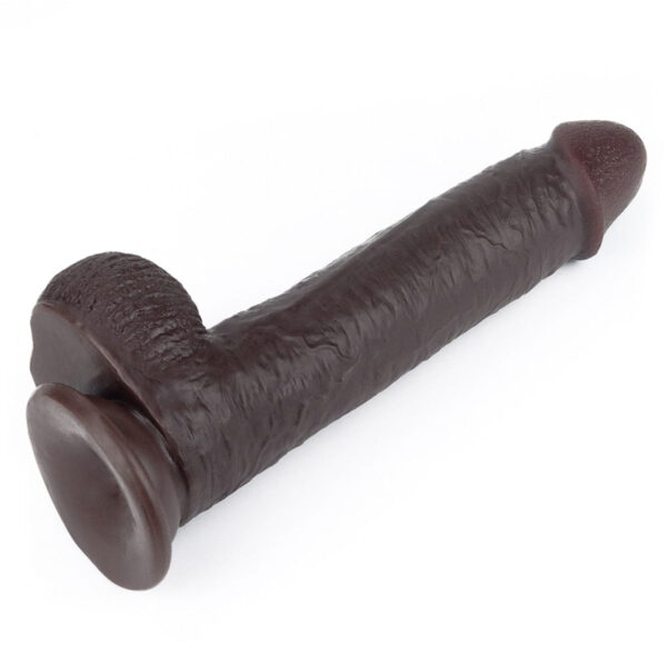 PE085-Chocolate_3 Lovetoy Sliding-Skin Dong Prótese Realística com Ventosa 18cm Vip Mix