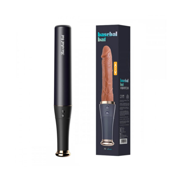 PE122-Preto_5 Basebal Bat Vibrador com Aparência Realística com 10 Modos Vai e Vem e Vibração Vip Mix