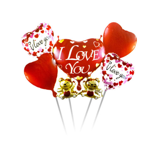 PF10331DR-Dourado_1 Kit Balão Metalizado I Love You com Ursinho PTD Festas - Kit Balão I Love You Ursinho