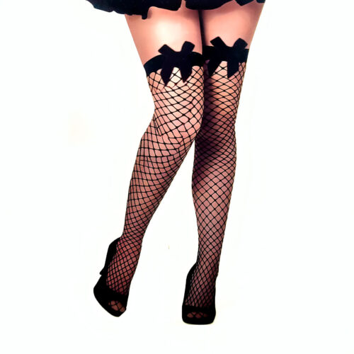 PF40049PT-Preto_1 Meia Calça Stocking com Lacinhos PTD Festas