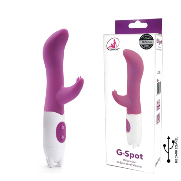 PG008R-Roxo_1 Vibrador G-spot Dual Stick em Silicone Solf Touch com Estimulador à prova D'água Miss Collection