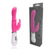 PG015R-ROSA-EMB-1000x1000-1 Vibrador Feminino Ponto G com Plug Lateral com 8 Funções Miss Collection