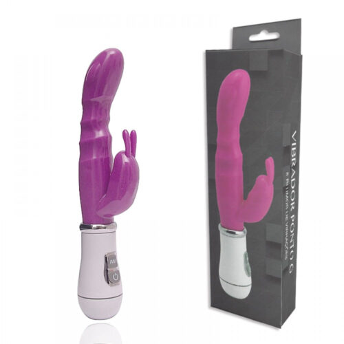 PG015R-ROXO-EMB-1000x1000-1 Vibrador Feminino Ponto G com Plug Lateral com 8 Funções Miss Collection