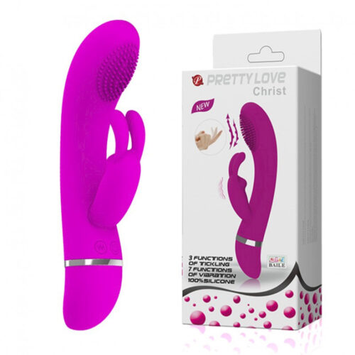 PG042_1 Vibrador com Estimulador Formato Coelho com 3 Intensidades de Vibração Pre Love Miss Collection