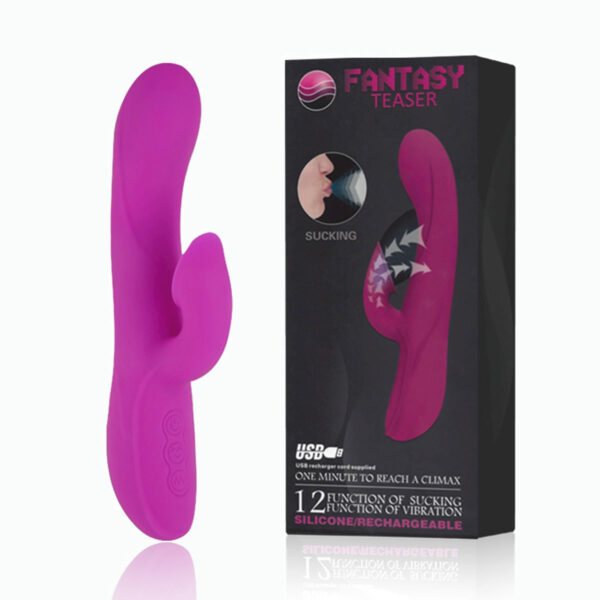 PG044_1 Vibrador em Silicone Recarregável com Sucção no Estimulador Clitoriano Fantasy Tea Miss Collection