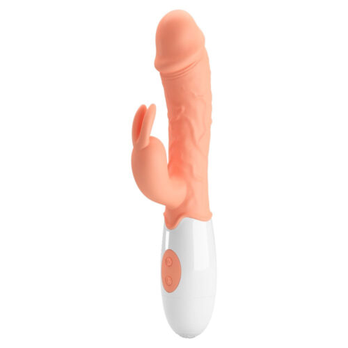 PG128-Bege_1 Easter Bunny Vibrador com Estimulador de Clitoris com 30 Modos de Vibração Vip Mix