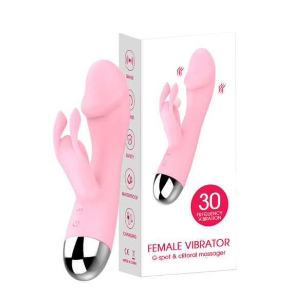 PG172-Rosa_3 Vibrador Rabbit Ponto G com 30 Modos de Vibração Vip Mix