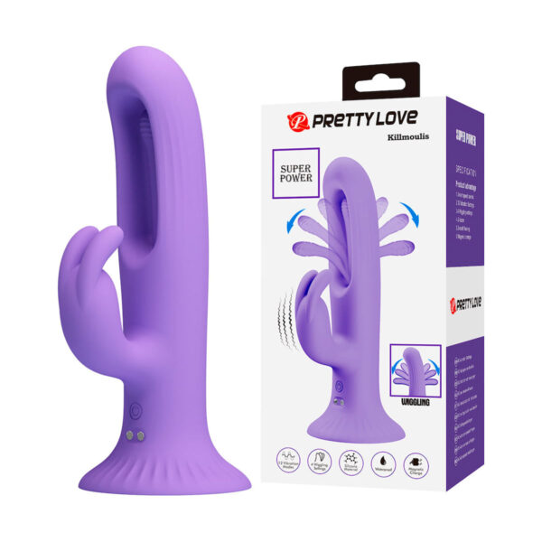 Vibrador de Ponto G com Língua e Estimulador de Clitóris em Formato de Coelho Killmoulis Vip Mix