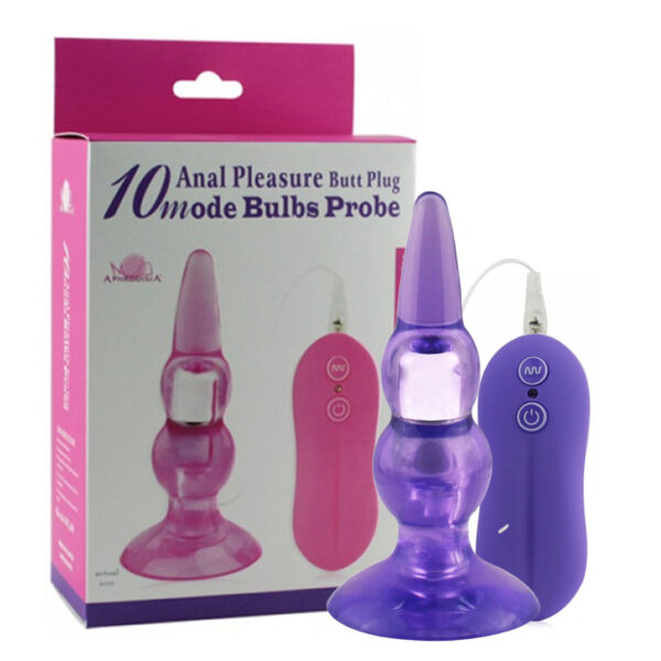Plug em Silicone Formato Cônico e Relevos com Vibrador e Controle Miss Collection