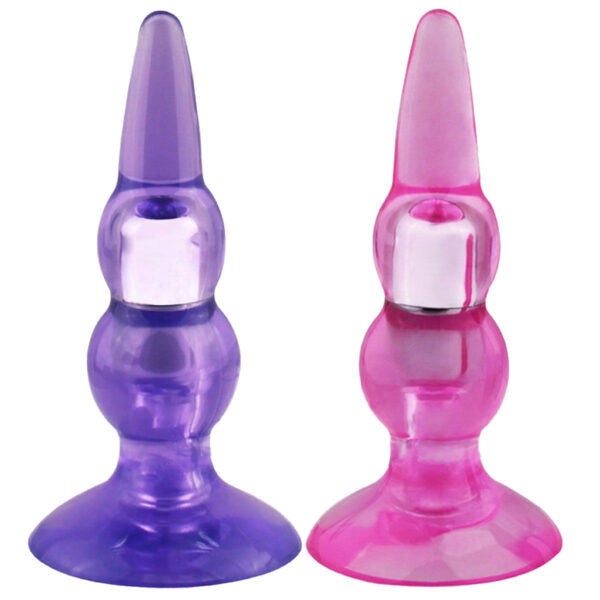 Plug em Silicone Formato Cônico e Relevos com Vibrador e Controle Miss Collection