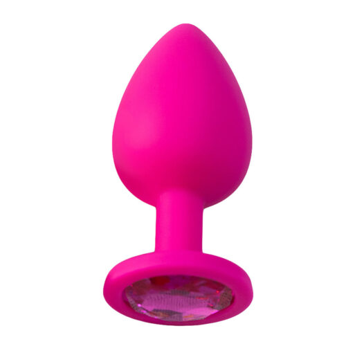 PL005M-Pink_1 Plug Anal em Silicone com Pedra Médio Vip Mix
