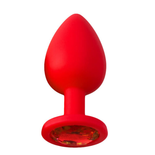 PL005P-Vermelho_1 Plug Anal em Silicone com Pedra Pequeno Vip Mix