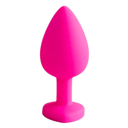 PL006P-Pink_1 Plug Anal em Silicone com Pedra em Formato de Coração Pequeno Vip Mix