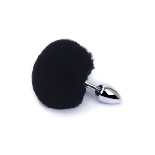 PL012P-Preto_1 Plug Anal em Metal 7cm com Pompom Colorido Miss Collection