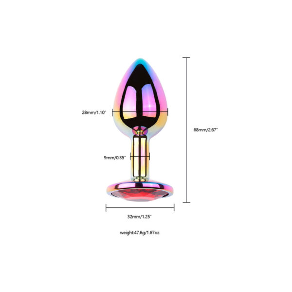 PL090-P-Vermelho_2 Plug Anal Colorido com Pedra Redonda Vip Mix