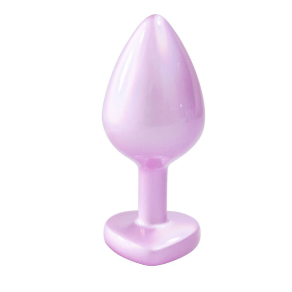 PL134M-Rosa_1 Plug Anal de Luxo com Joia em Formato de Coração Tamanho M Vip Mix