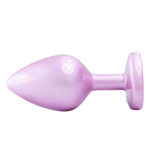 PL134M-Rosa_2 Plug Anal de Luxo com Joia em Formato de Coração Tamanho M Vip Mix