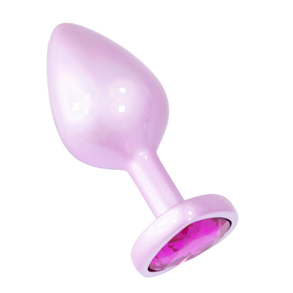 PL134M-Rosa_3 Plug Anal de Luxo com Joia em Formato de Coração Tamanho M Vip Mix