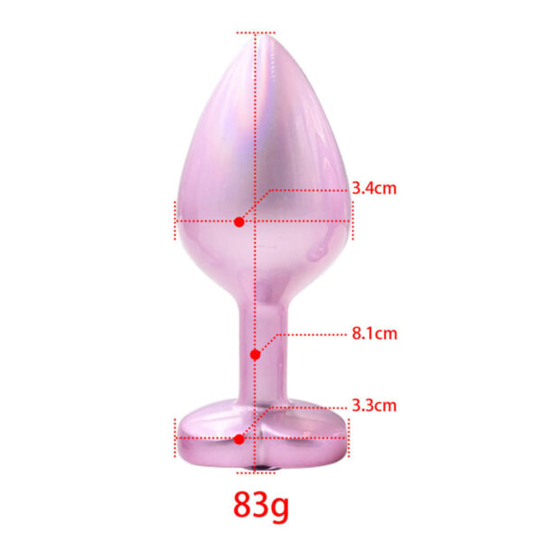 PL134M-Rosa_4 Plug Anal de Luxo com Joia em Formato de Coração Tamanho M Vip Mix