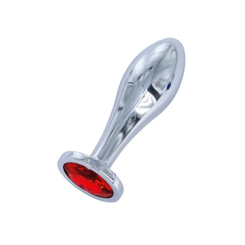 PL136P-Vermelho_1 Plug Anal de Aço em Formato Redondo Tamanho P Vip Mix