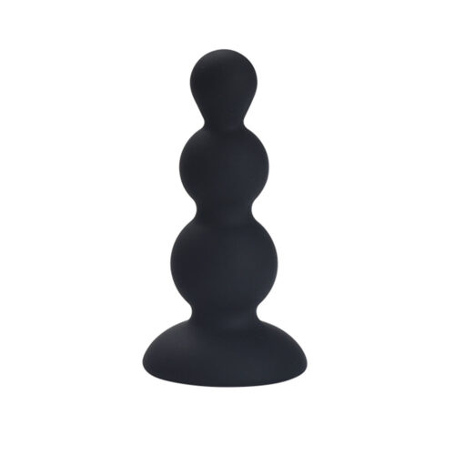 PL140-Preto_1 Plug Anal Escalonado em Silicone com Ventosa Vip Mix