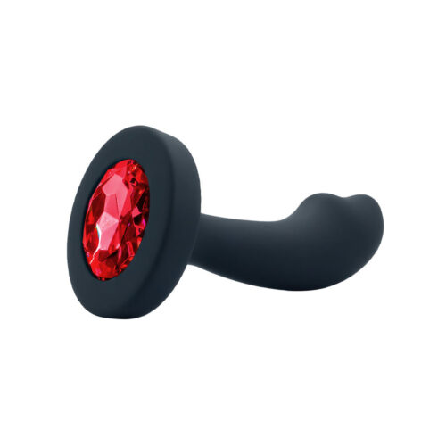 PL143P-Preto_1 Plug Anal Curvado em Silicone com Pedra Tamanho P Vip Mix