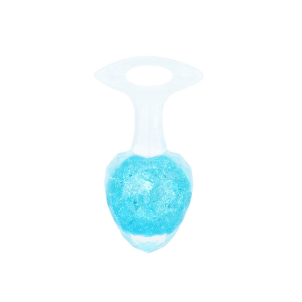 PL146P-Azul_1 Plug Anal Pequeno de Silicone com Esfera de Vidro Interna e Alça Formato Diamante Vip Mix