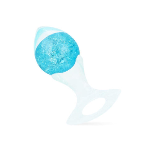 PL148M-Azul_1 Plug Anal de Silicone com Esfera de Vidro Interna e Alça Tamanho M Vip Mix