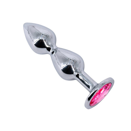 PL156-Pink_1 Plug Anal Escalonado em Aço com pedra Vip Mix
