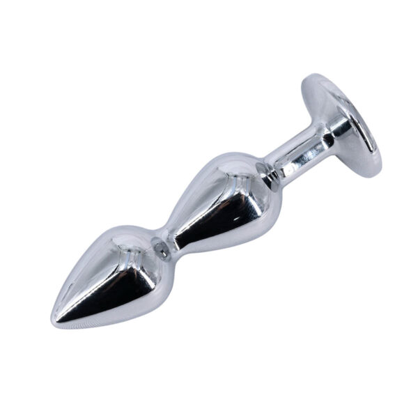PL156-Pink_2 Plug Anal Escalonado em Aço com pedra Vip Mix