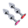 PL156-Pink_4 Plug Anal Escalonado em Aço com pedra Vip Mix