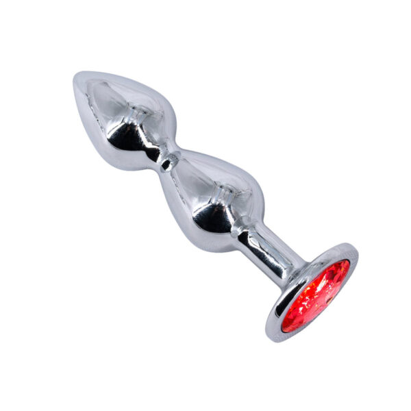 PL156-Vermelho_1 Plug Anal Escalonado em Aço com pedra Vip Mix