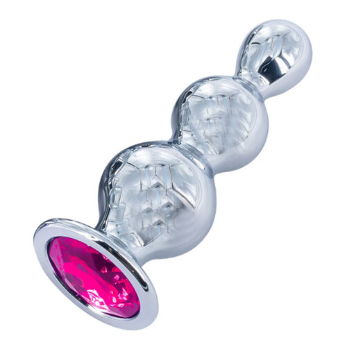 PL158-Pink_1 Plug Anal Escalonado em Aço com Pedra Vip Mix