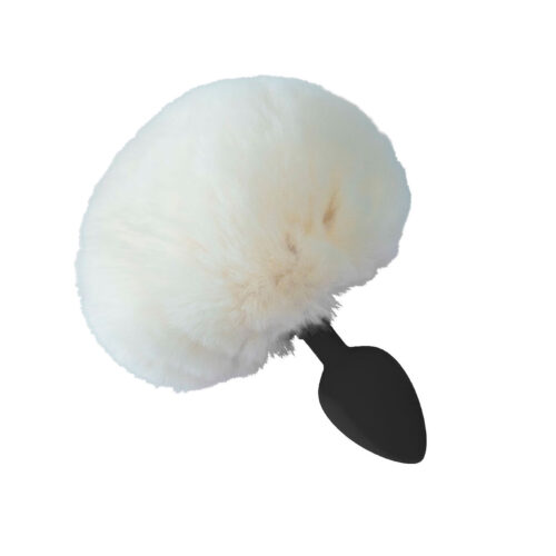 PL171P-Branco_1 Plug Anal Cônico com Rabo Coelho Tamanho P Vip Mix