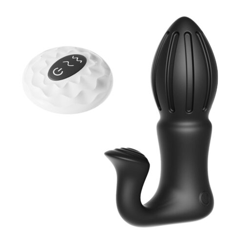 PL174-Preto_1 Plug Anal com Motor Duplo com 7 Modos de Vibração e Controle Remoto Vip Mix