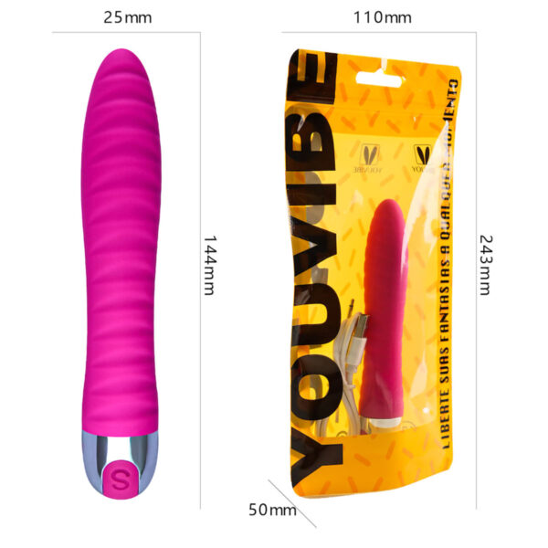 PS020D-Magenta_4 Youvibe Vibrador Personal Texturizado Recarregável com 10 Modos de Vibração Vip Mix