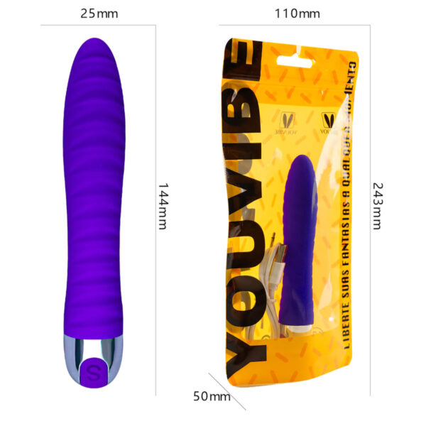 PS020D-Roxo_3 Youvibe Vibrador Personal Texturizado Recarregável com 10 Modos de Vibração Vip Mix