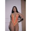 PS8225-Laranja_1 Body Peladão Decote Cavado e Fio Dental Pimenta Sexy