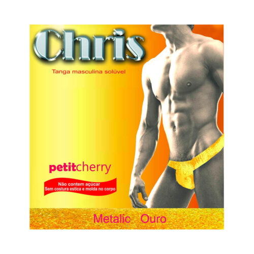 PT010-Ouro-Morango-Champ_1 Chris Tanga Solúvel Masculina Metalic sem Costura de Gelatina Petit Cherry